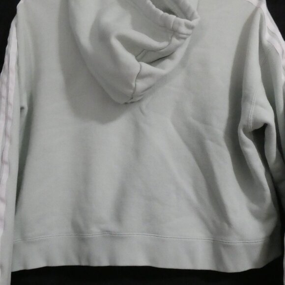 ADIDAS | large | Light Green Adidas Hoodie | White Stripes | Stitched Logo - Picture 14 of 16